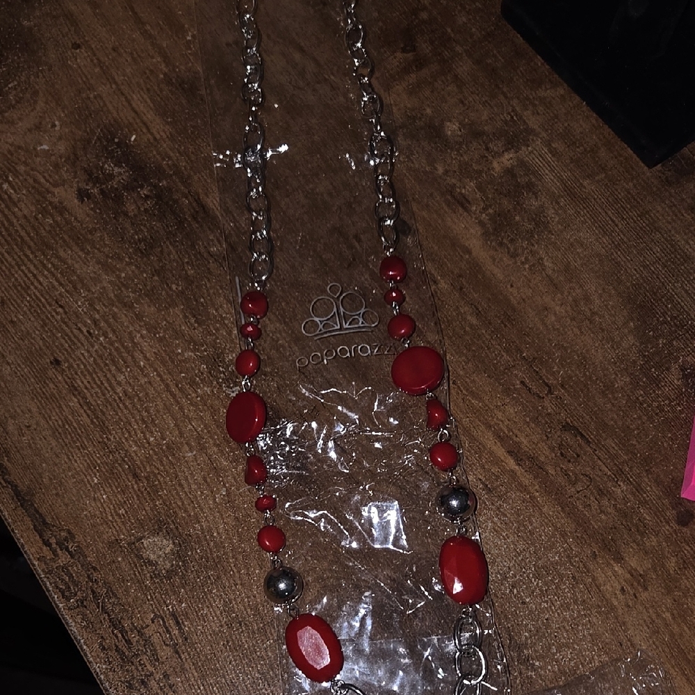 Paparazzi Red and Silver Necklace